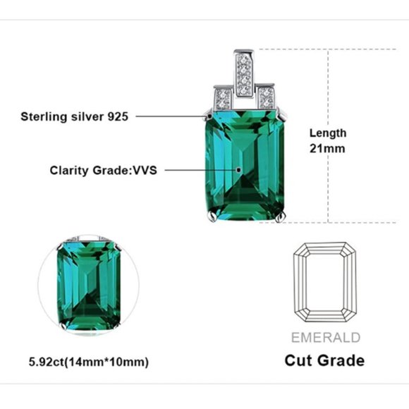 💚 6ctw Nano Russian Emerald Necklace 💋 - Picture 6 of 7